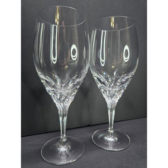 Vtg Gorham Crystal Clear Cut Iced Tea Wine Glasses Drinkware 8.5" Tall Set of 2 - Picture 2 of 11